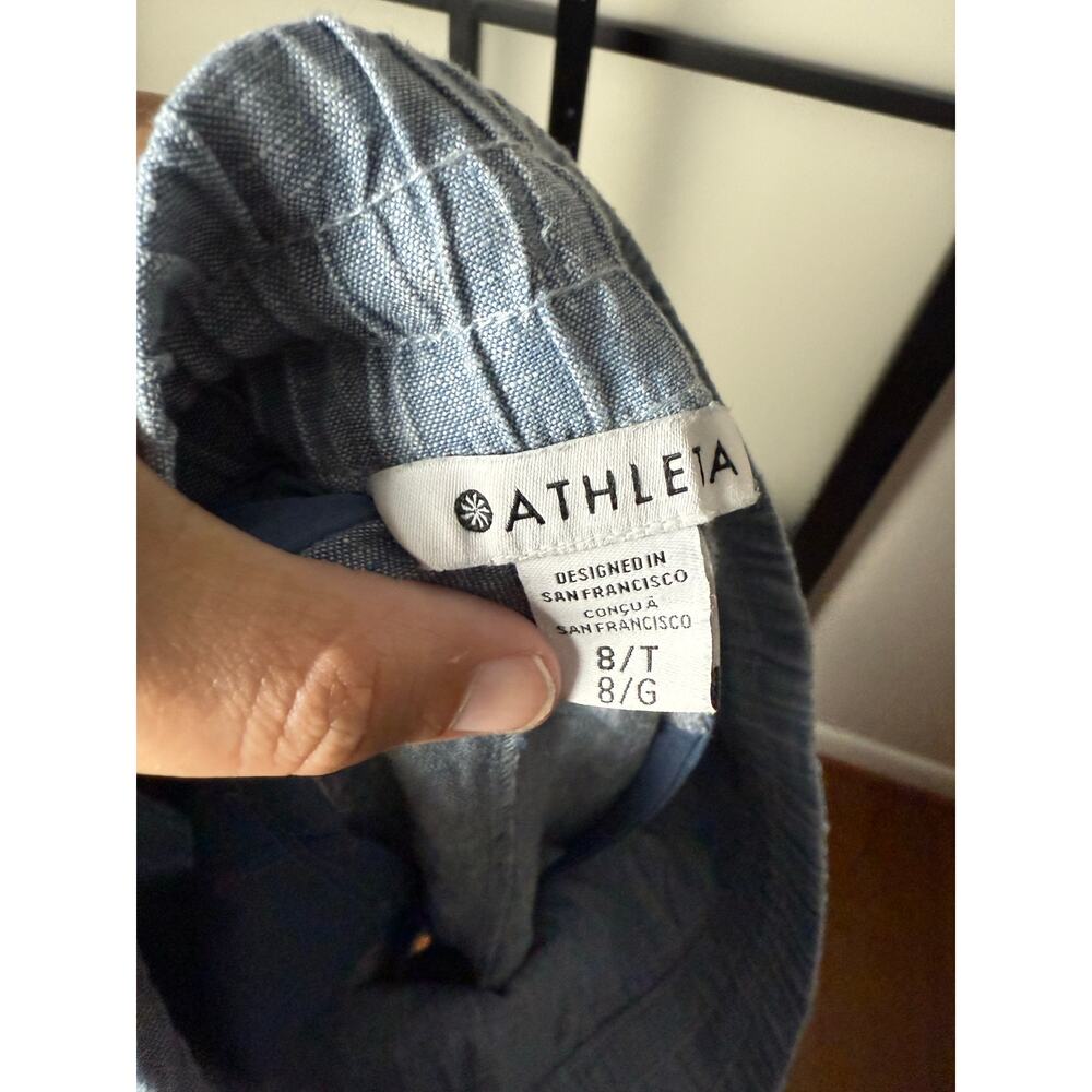 Athleta Retreat Linen Jogger Women's Pants Chambray Blue Size 8T Tall - Picture 6 of 8